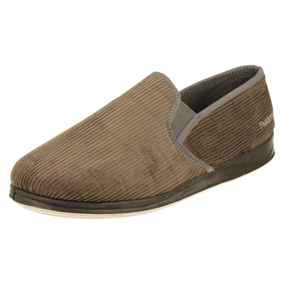 (UK 8, Grey) Mens Padders Full Slippers Albert - G Fit