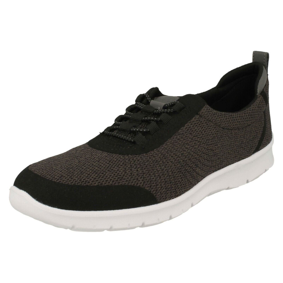 (UK 4.5, Dark Grey (Grey)) Ladies Clarks Elasticated Fastener Sports Trainers Step Allena Bay - D Fit