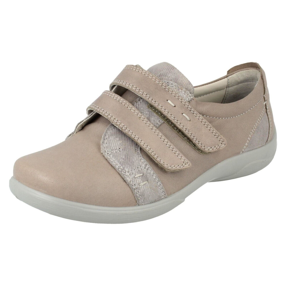 (UK 8, Grey) Ladies Padders Hook And Loop Shoes Piano - 2E/3E Fit