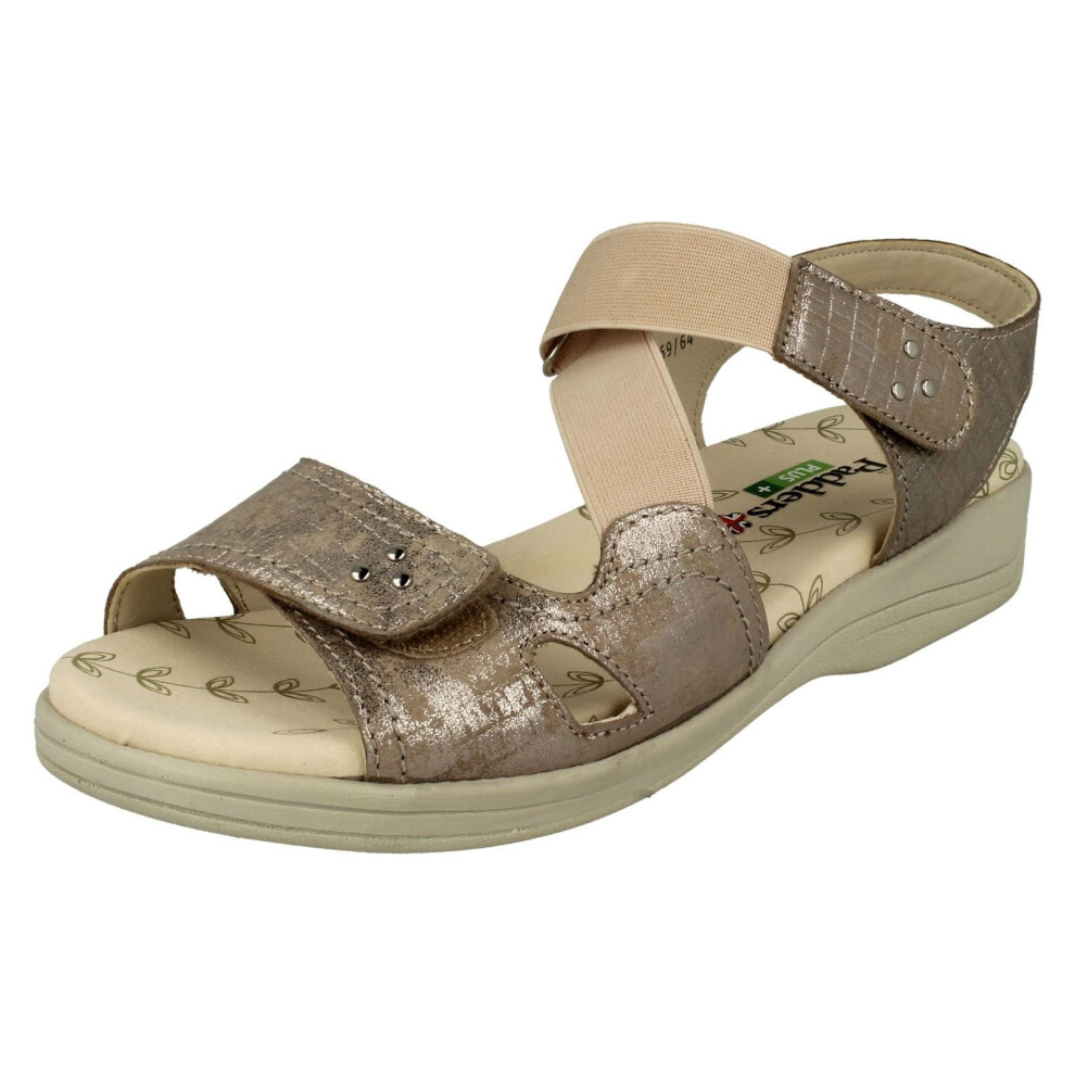 (UK 4, Metallic Reptile (Gold)) Ladies Padders Hook & Loop Fastening Sandals Cruise - 3E/4E Fit