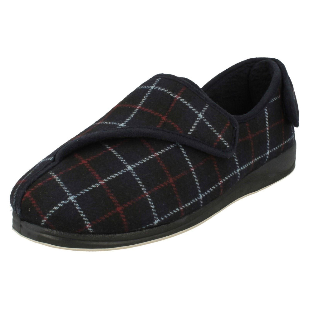 (UK 8, Navy (Blue)) Mens Padders Adjustable Back Slippers Phillip - H/K Fit