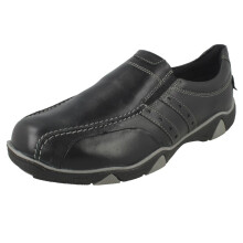 Mens Easy B Casual Leather Shoes - Black Leather - UK Size 72V - EU Size 39.5 - US Size 9
