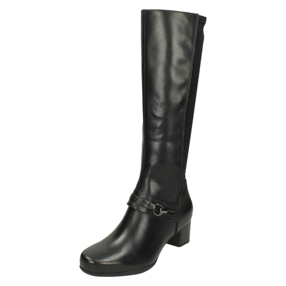 (UK 3, Black) Ladies Clarks High Leg Boots Rosalyn Clara - E Fit