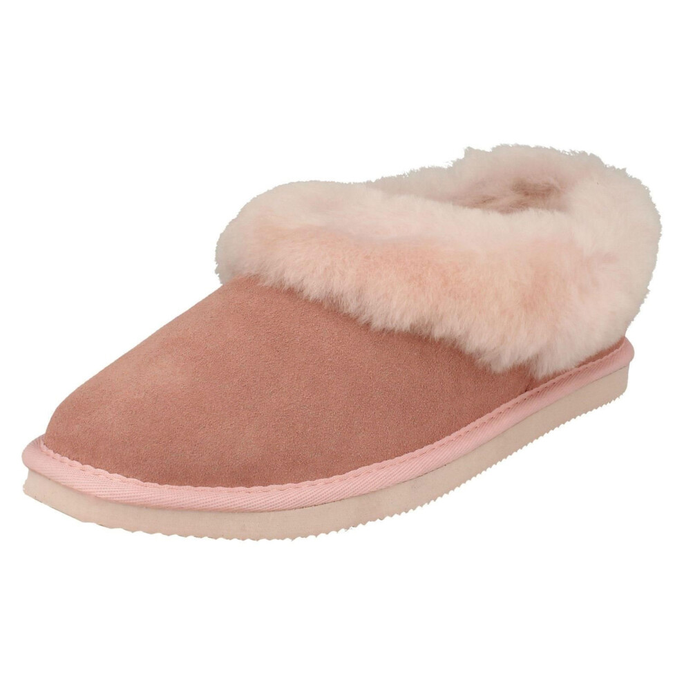 (UK 4, Pink Combi (Pink)) Ladies Padders Fur Trim Slippers Cuddle - 2E Fit