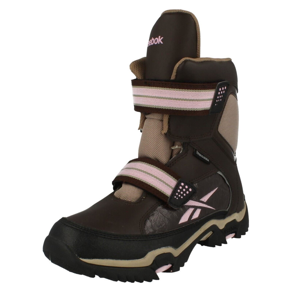 (UK 6, Earth/Khaki/Tutu Pink (Brown)) Ladies Reebok Strap Snow Boots Canyon Aro