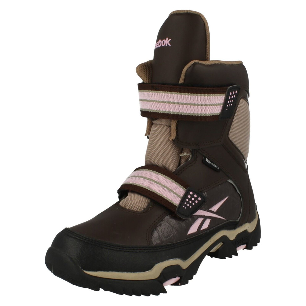 (UK 3.5, Earth/Khaki/Tutu Pink (Brown)) Ladies Reebok Strap Snow Boots Canyon Aro