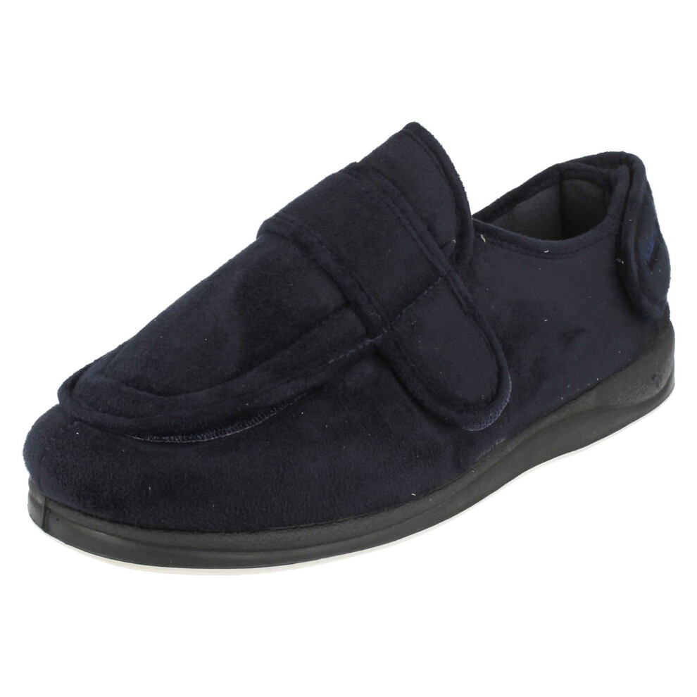 (UK 12, Navy (Blue)) Mens Padders Memory Foam Slippers Wrap - G Fit