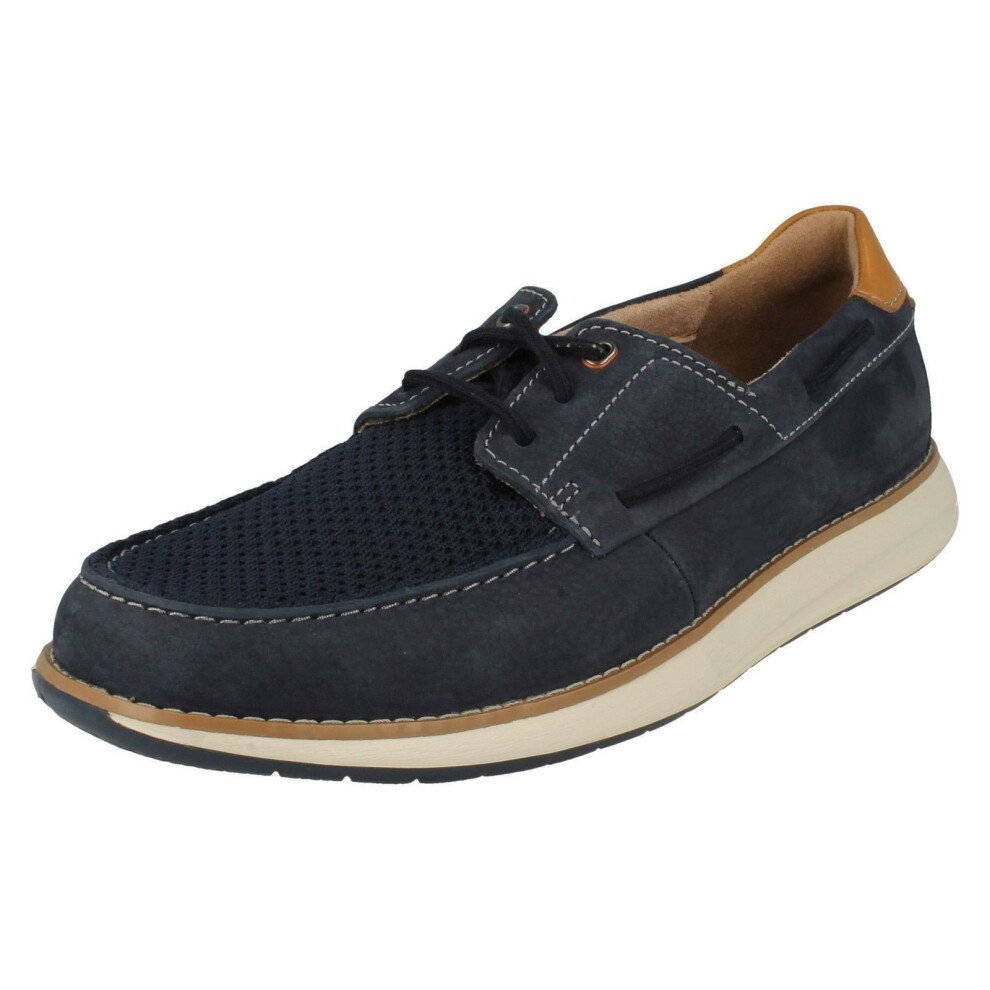 (UK 9, Navy (Blue)) Mens Clarks Unstructured Deck Shoes Un Pilot Lace - G Fit