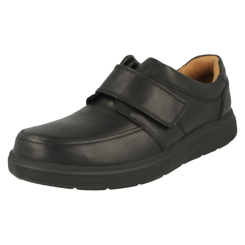 Clarks (Uk 7.5, ) Mens Hook & Loop Formal Moccasins Un Abode Strap - H Fit Black