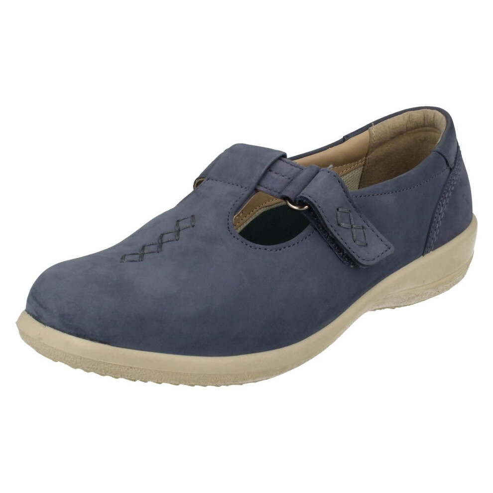 (UK 4, Denim Blue (Blue)) Ladies Padders T-Bar Casual Shoes Solo - 2E/3E Fit