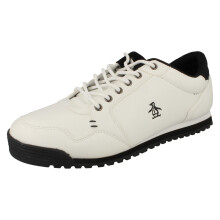 (UK 6, White/Black (White)) Mens Penguin Casual Trainers Endurance PEN0214