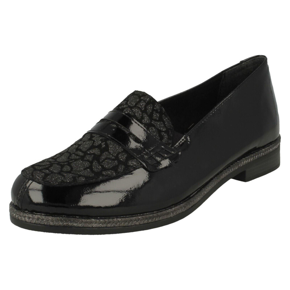 (UK 6, Black) Ladies Remonte Flat Loafers D2622