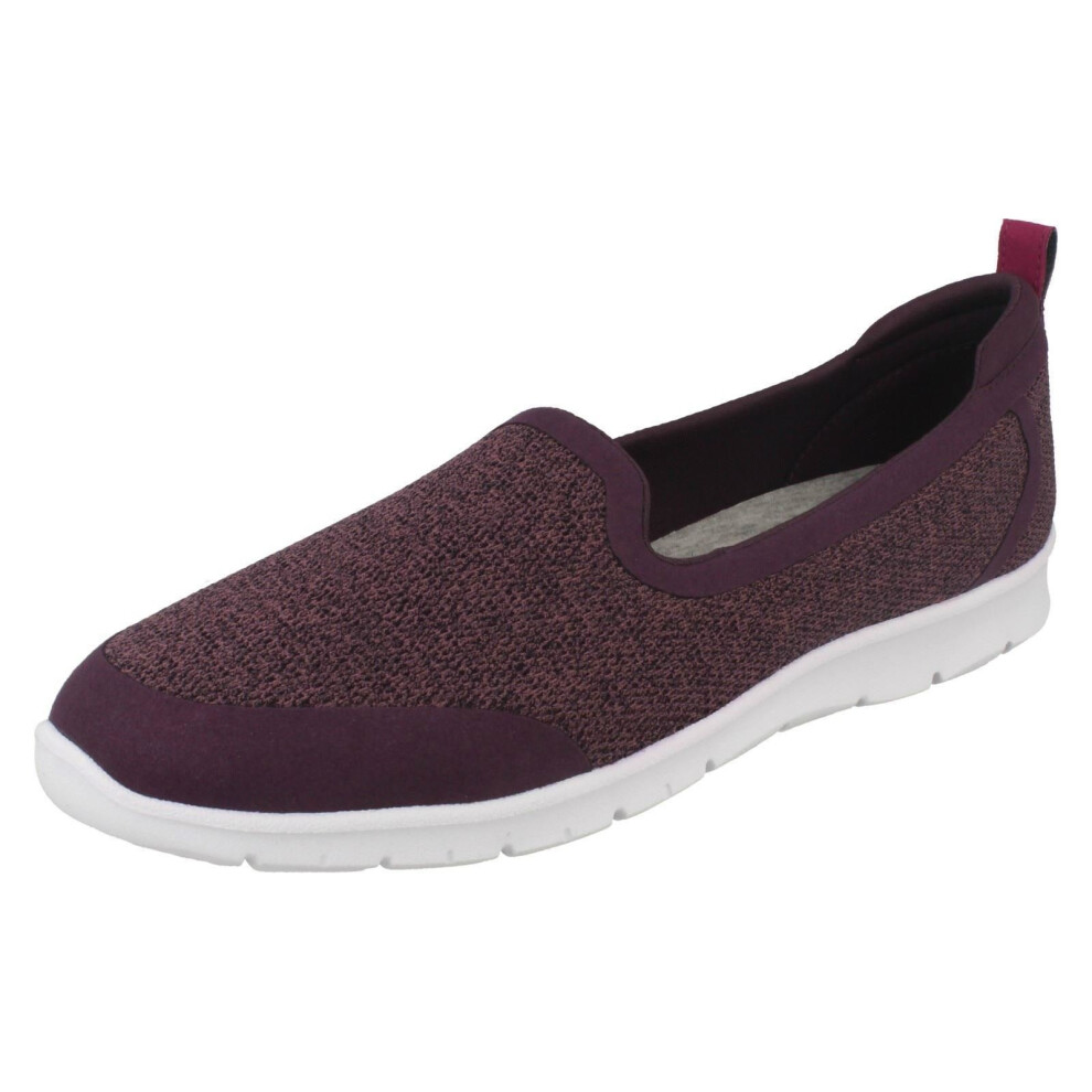 (UK 3.5, Aubergine (Purple)) Ladies Clarks Slip On Sporty Loafers Step Allena Lo - D Fit