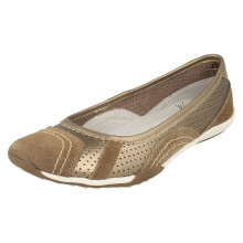 (UK 4, Bronze (Brown)) Ladies Down To Earth Flat Ballerina Shoes