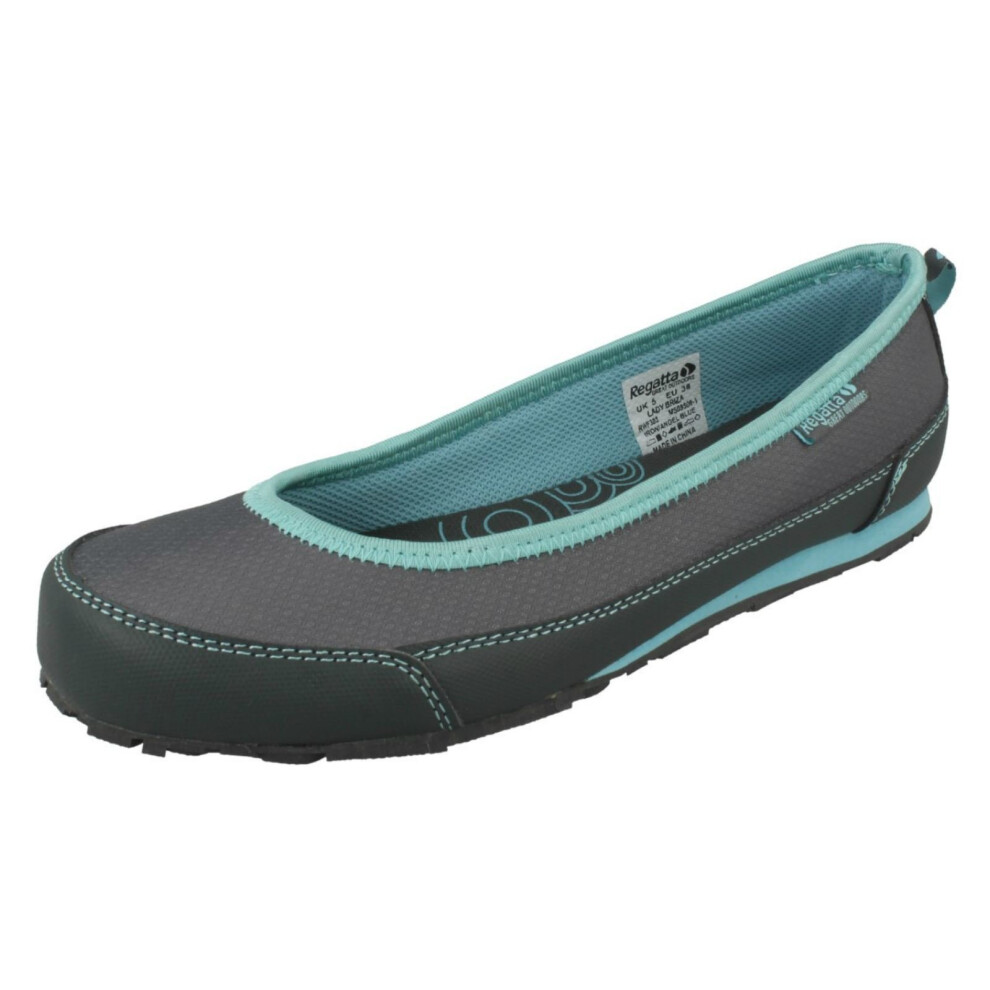 (UK 3, Iron/Angel Blue (Blue)) Ladies Regatta Slip On Pumps Lady Briza