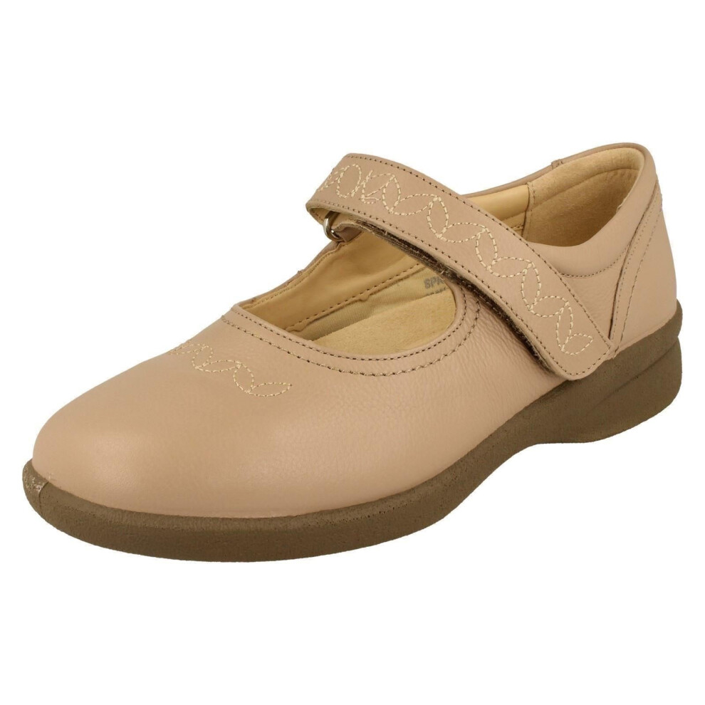 (UK 4.5, Nude (Pink)) Ladies Padders Dual Fit Flat Shoes Sprite 2 - 3E/4E Fit