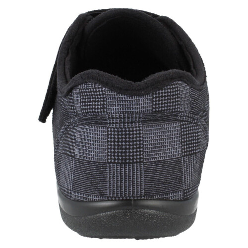 Padders (UK 8, Black) Mens Padders Hook & Loop Slippers Dual - G/H Fit 1