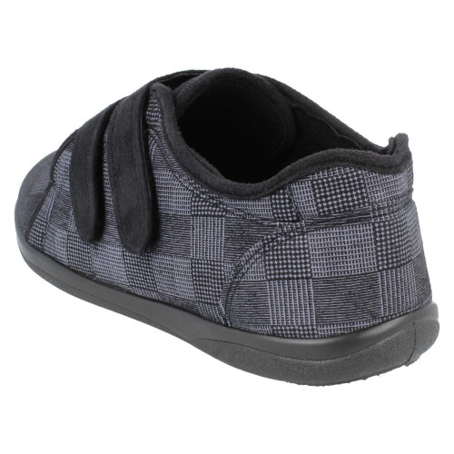 Padders (UK 8, Black) Mens Padders Hook & Loop Slippers Dual - G/H Fit 2