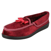(UK 4, Burgundy (Purple)) Ladies Four Seasons Full Slippers with Bow Detail