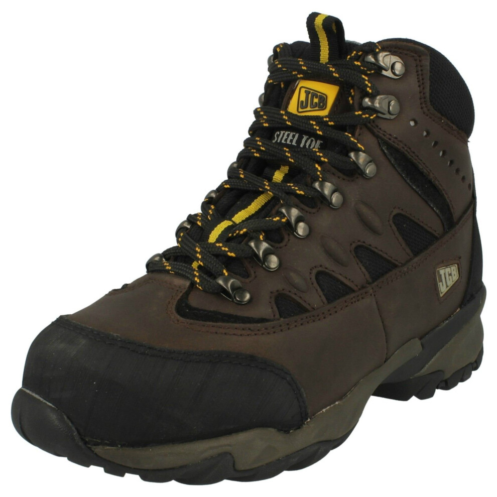 (UK 4, Brown) Mens JCB Waterproof Lace Up Work Boots Trekker High