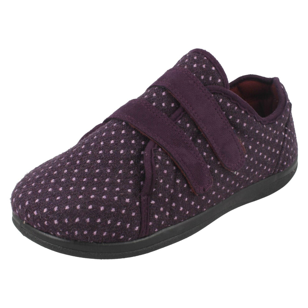 (UK 3, Lilac/Wisteria (Purple)) Ladies Padders Slipper Shoes Duo - 2E/3E Fit