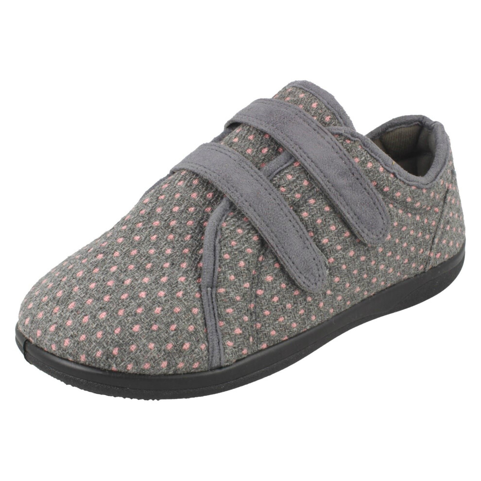 Padders (Uk 3, Grey) Ladies Slipper Shoes Duo - 2E/3E Fit