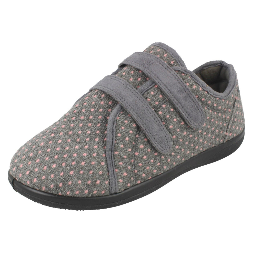 (UK 3, Grey) Ladies Padders Slipper Shoes Duo - 2E/3E Fit