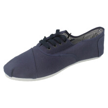 (UK 7, Navy (Blue)) Mens Maverick Flat Lace Up Pumps