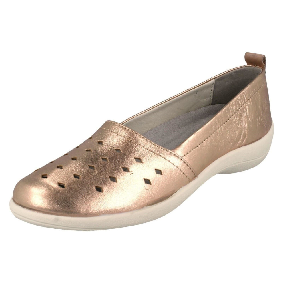 (UK 7, Rose Gold (Gold)) Ladies Padders Slip On Leather Shoes Rava - D/E Fit