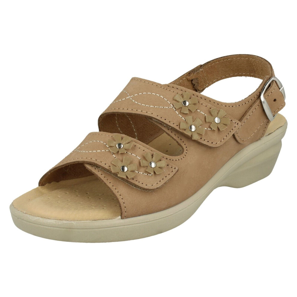 (UK 3, Taupe (Beige)) Ladies Padders Hook & Loop Sandals Bluebell - E Fit