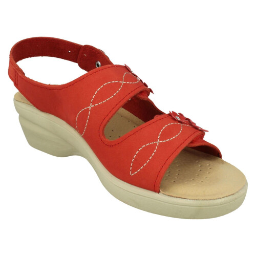 Padders (UK 8, Red) Ladies Padders Hook & Loop Sandals Bluebell - E Fit 1