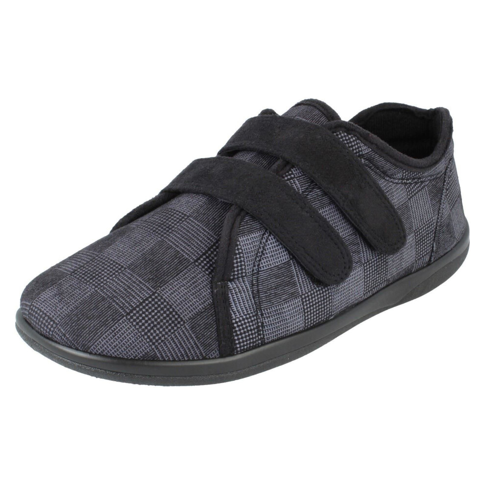 Padders (Uk 6, Black) Mens Hook & Loop Slippers Dual - G/H Fit