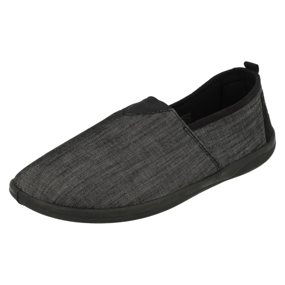 (UK 7, Black) Mens Padders Memory Foam House Slippers Blake - G Fit