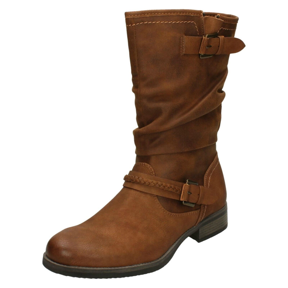 Ladies Rieker Fleece Lined Calf High Boots 98860-22 - Brown Synthetic - UK Size 6 - EU Size 39 - US Size 8