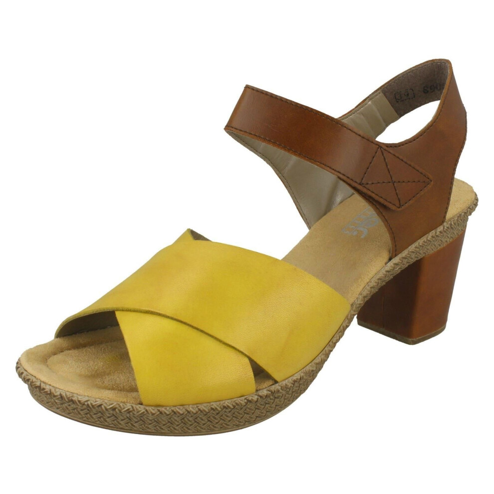 (UK 6.5, Yellow) Ladies Rieker Stylish Heeled Sandals 665H1