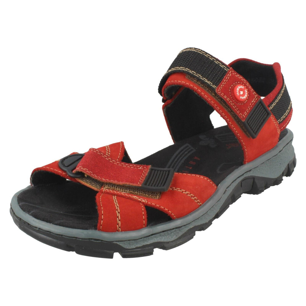 (UK 4, Red) Ladies Rieker Sport Sandals 68851