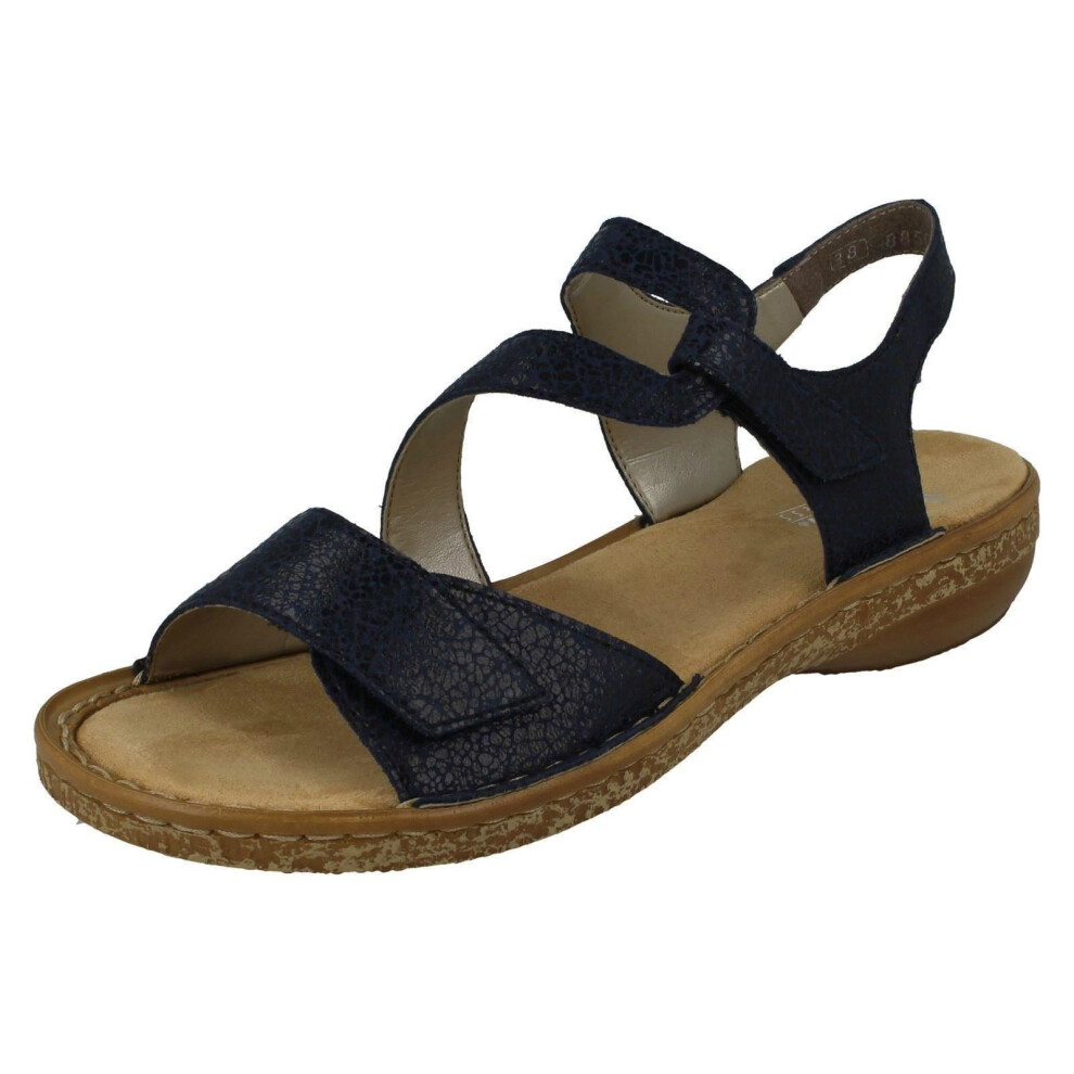 (UK 6, Blue) Ladies Rieker Stylish Strappy Sandals 628J1