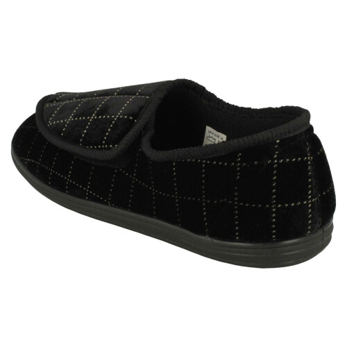 (UK 10, Black) Mens Response Hook & Loop Slippers CTD-826 2
