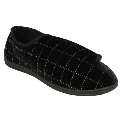 (UK 10, Black) Mens Response Hook & Loop Slippers CTD-826 1