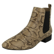 (UK 8, Beige) Ladies Spot On Slip On Ankle Boots