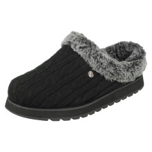 (UK 7, Black) Womens Skechers Memory Foam Slippers Ice Angel