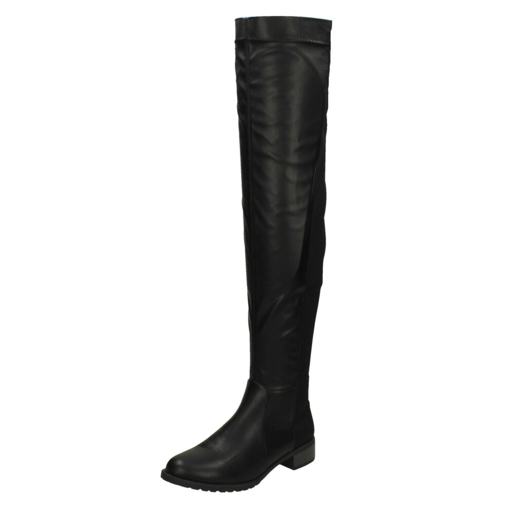 (UK 6, Black) Ladies Spot On Over The Knee Boots