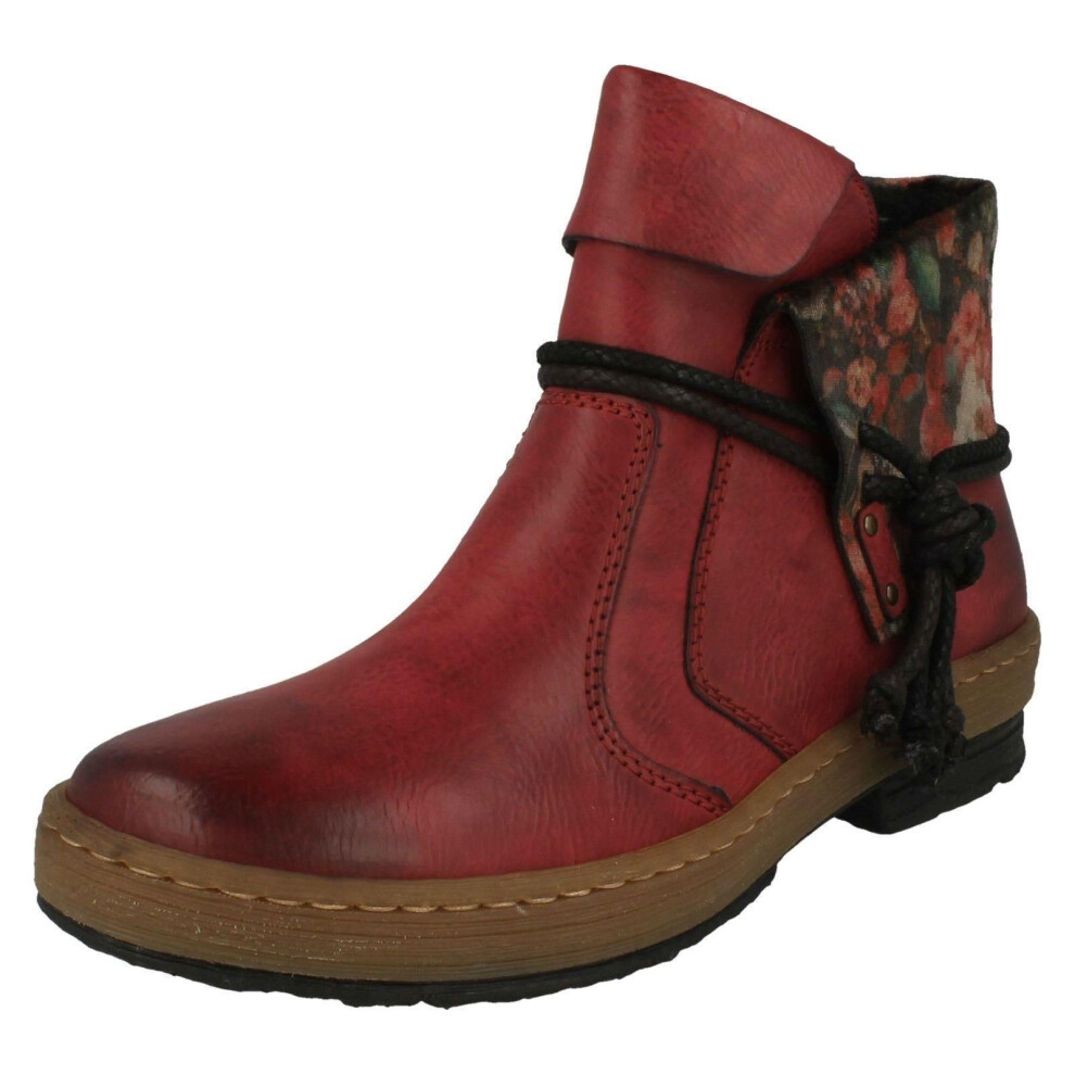 (UK 5, Red) Ladies Rieker Casual Ankle Boots Z6771