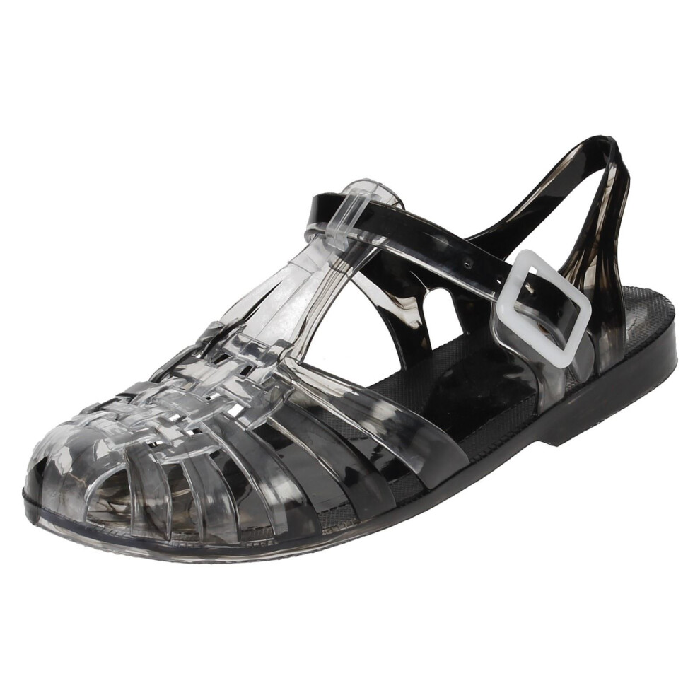 (UK 5, Black) Ladies Spot On Closed Toe Jelly Shoes
