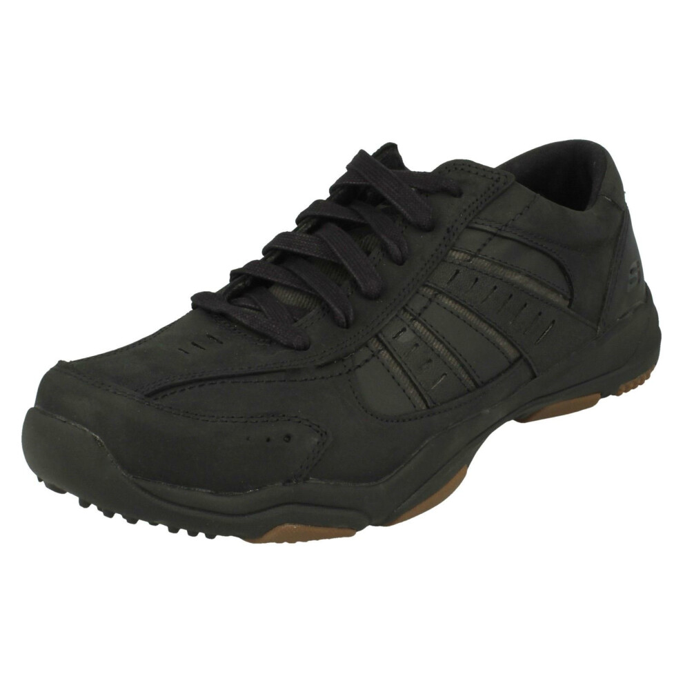 (UK 6.5, Black) Mens Skechers Casual Lace up Trainers Nerick