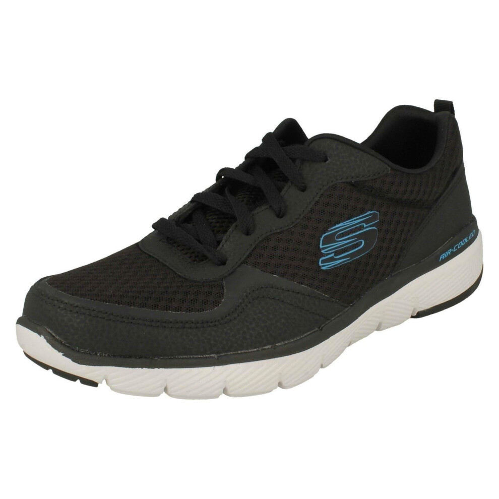 (UK 10, Black) Mens Skechers Air Cooled Memory Foam Trainers Flex Advantage 3.0 52954