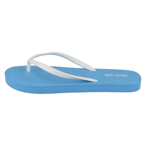 (UK 8, Light Blue (Blue)) Ladies Spot On Toe Post Flip Flops 1