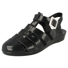(UK 5, Black) Ladies Spot On Casual Jelly Sandals
