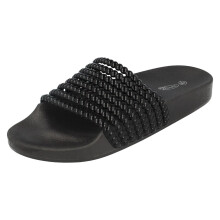 (UK 4, Black) Ladies Spot On Casual Sliders