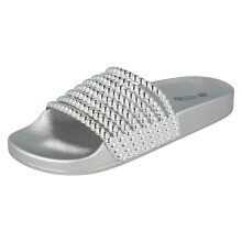 (UK 4, Silver) Ladies Spot On Casual Sliders